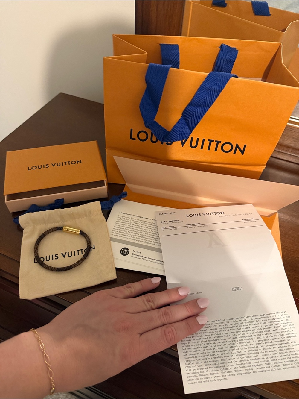 Louis Vuitton Brown Monogram Rope Bracelet with Gold Accent keep it bracelet
